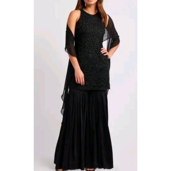 Sani Gharara Wide Flare Legs Pants Black Large - Picture 2 of 2